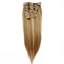 16 inches Brown/Blonde (#8/613) 7pcs Clip In Indian Remy Human Hair Extensions