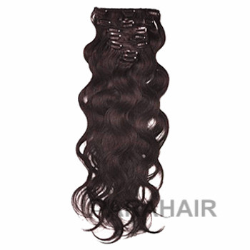 22 Dark Brown 2 7pcs Wavy Clip In Brazilian Remy Hair