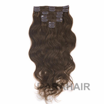 20 Chestnut Brown 6 9pcs Wavy Clip In Brazilian Remy Hair