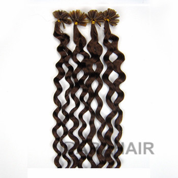 22 Chocolate Brown 4 50s Curly Nail Tip Human Hair Extensions