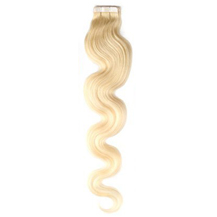 16" White Blonde (#60) 20pcs Wavy Tape In Remy Human Hair Extensions