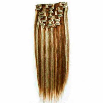 16" #4/613 7pcs Clip In Brazilian Remy Hair Extensions
