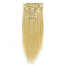 16" Ash Blonde (#24) 10PCS Straight Clip In Brazilian Remy Hair Extensions
