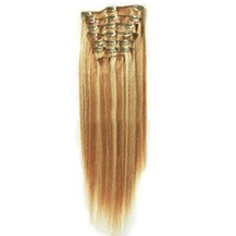 16" Blonde Highlight (#27/613) 7pcs Clip In Indian Remy Human Hair Extensions
