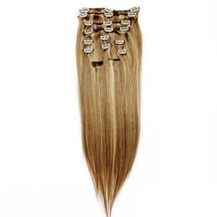 16" Brown/Blonde (#8/613) 7pcs Clip In Brazilian Remy Hair Extensions