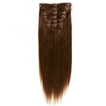 16" Chocolate Brown (#4) 9PCS Straight Clip In Brazilian Remy Hair Extensions