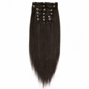 16" Dark Brown (#2) 7pcs Clip In Indian Remy Human Hair Extensions