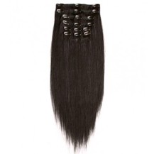 16" Dark Brown (#2) 9PCS Straight Clip In Indian Remy Human Hair Extensions