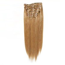 16" Golden Brown (#12) 10PCS Straight Clip In Brazilian Remy Hair Extensions
