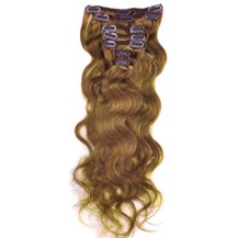 16" Golden Brown (#12) 7pcs Wavy Clip In Brazilian Remy Hair Extensions