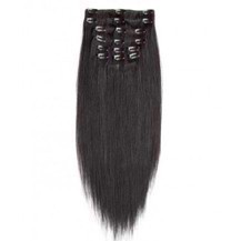 16" Off Black (#1b) 7pcs Clip In Indian Remy Human Hair Extensions