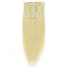 16" White Blonde (#60) 10PCS Straight Clip In Brazilian Remy Hair Extensions