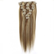 18" #12/613 10PCS Straight Clip In Indian Remy Human Hair Extensions