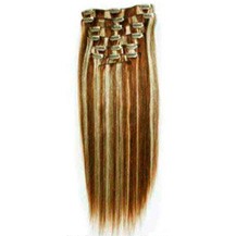 18" #4/613 10PCS Straight Clip In Indian Remy Human Hair Extensions