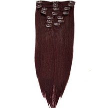 18" 99J 7pcs Straight Clip In Brazilian Remy Hair Extensions