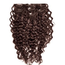 18" Chocolate Brown (#4) 10PCS Curly Clip In Indian Remy Human Hair Extensions