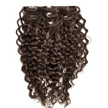 18" Dark Brown (#2) 10PCS Curly Clip In Brazilian Remy Hair Extensions
