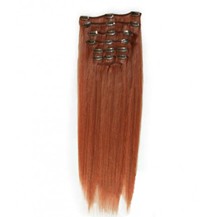 18" Vibrant Auburn (#33) 10PCS Straight Clip In Indian Remy Human Hair Extensions