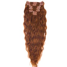 18" Vibrant Auburn (#33) 10PCS Wavy Clip In Brazilian Remy Hair Extensions