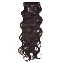 20" Dark Brown (#2) 7pcs Wavy Clip In Indian Remy Human Hair Extensions