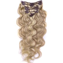 22" #12/613 7pcs Wavy Clip In Indian Remy Human Hair Extensions