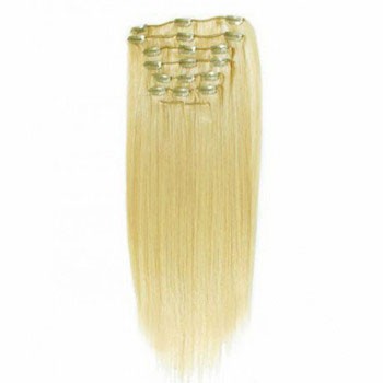 22" Bleach Blonde (#613) 7pcs Clip In Synthetic Hair Extensions