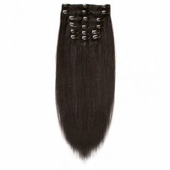 22" Dark Brown (#2) 7pcs Clip In Synthetic Hair Extensions