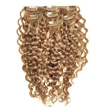 22" Golden Brown (#12) 10PCS Curly Clip In Indian Remy Human Hair Extensions