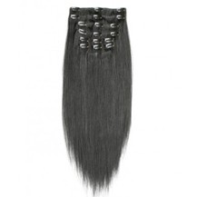 22" Off Black (#1b) 7pcs Clip In Synthetic Hair Extensions