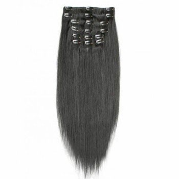 22" Off Black (#1b) 7pcs Clip In Synthetic Hair Extensions