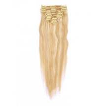 24" Blonde Highlight (#18/613) 7pcs Clip In Indian Remy Human Hair Extensions
