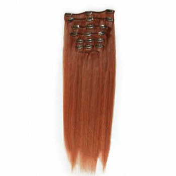24" Vibrant Auburn (#33) 7pcs Clip In Indian Remy Human Hair Extensions