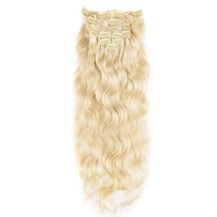 26" Bleach Blonde (#613) 9PCS Wavy Clip In Brazilian Remy Hair Extensions
