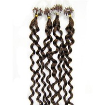 16" Chestnut Brown (#6) 100S Curly Micro Loop Remy Human Hair Extensions