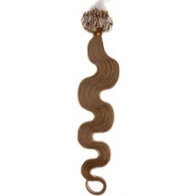 16" Golden Brown (#12) 50S Wavy Micro Loop Remy Human Hair Extensions