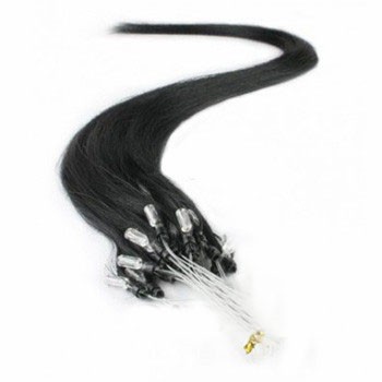 16" Jet Black (#1) 100S Micro Loop Remy Human Hair Extensions