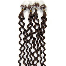 18" Chocolate Brown (#4) 100S Curly Micro Loop Remy Human Hair Extensions