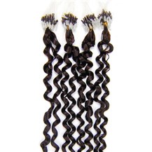 18" Dark Brown (#2) 100S Curly Micro Loop Remy Human Hair Extensions