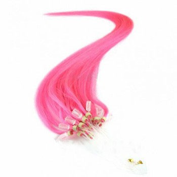 18" Pink 100S Micro Loop Remy Human Hair Extensions