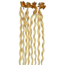 16" Bleach Blonde (#613) 100S Curly Nail Tip Human Hair Extensions