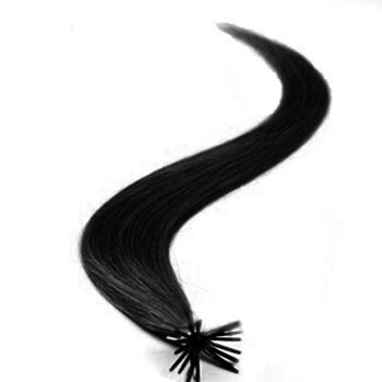 16" Jet Black (#1) 100S Stick Tip Human Hair Extensions