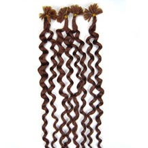 16" Vibrant Auburn (#33) 100S Curly Nail Tip Human Hair Extensions