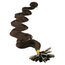 18" Chocolate Brown (#4) 50S Wavy Nail Tip Human Hair Extensions