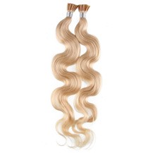 22" Bleach Blonde (#613) 100S Wavy Stick Tip Human Hair Extensions