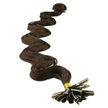 22" Dark Brown (#2) 50S Wavy Nail Tip Human Hair Extensions