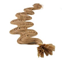 22" Golden Brown (#12) 50S Wavy Nail Tip Human Hair Extensions