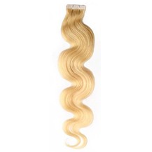 16" Ash Blonde (#24) 20pcs Wavy Tape In Remy Human Hair Extensions