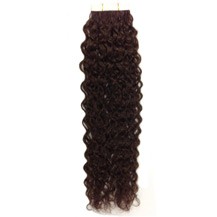16" Dark Brown (#2) 20pcs Curly Tape In Remy Human Hair Extensions