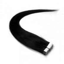 16" Jet Black (#1) 20pcs Tape In Remy Human Hair Extensions
