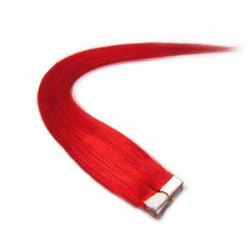 16" Red 20pcs Tape In Remy Human Hair Extensions